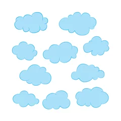 Möbelaufkleber Clouds. Different cartoon style clouds illustrations set isolated on white background.  © Goga