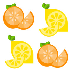 Citrus background, pattern of lemons, oranges