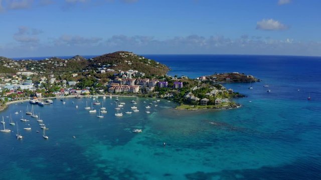 aerial video of cruz bay, st john, Virgin Islands 2019 