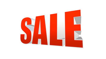 3D SALE text banner on white background. 3D rendering.