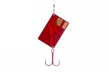 Credit card with fishhook isolated