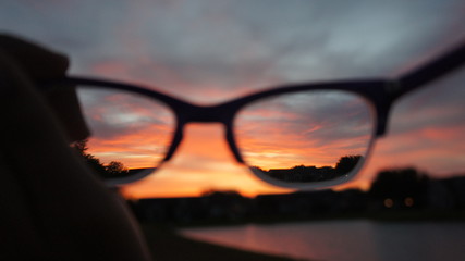 Eyeglasses and sunset