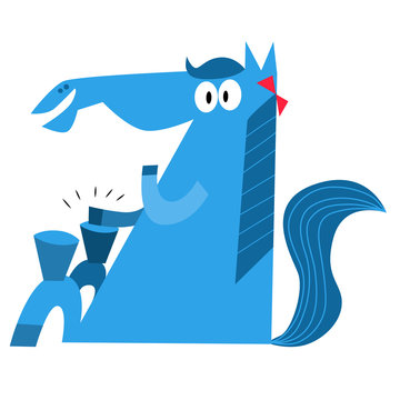 Horse playing bongos