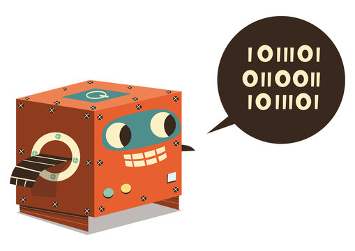 Cute Robot talking binary language