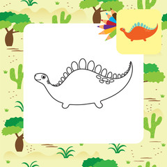 Cute cartoon dino coloring page