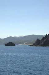 Big rock close-up in the Mediterranean Sea.