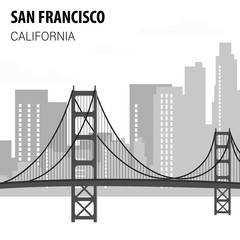 San Francisco Cityscape Monochrome Illustration