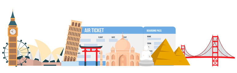 World Famous Landmarks Vector Design Elements