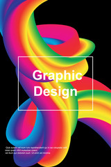 Fluid 3d multicolored gradient Shape on a black background. Vector illustration.