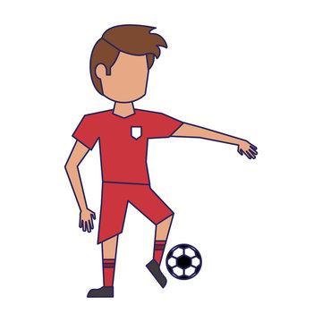 Soccer player with ball avatar blue lines