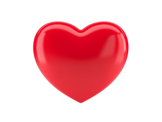 Red heart icon on white isolated background. 3d rendering