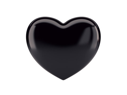 Black heart icon on white isolated background. 3d rendering