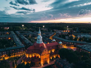 Katowice Nikiszowiec Panorama z powietrza - Noc