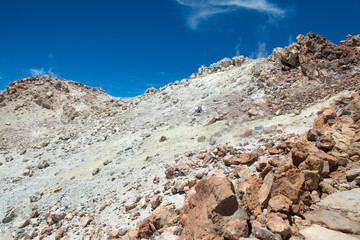 sulfur emissions near el pico del teide peak tenerife island