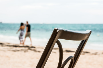 metal chair on the beach