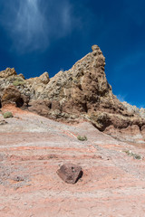 rock formation and geological layers in teide national park tenerife island