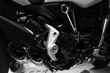 Fototapeta na wymiar Luxury racing motorcycle engine, close up