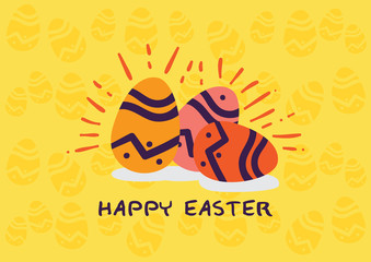 Happy Easter Day Orange Egg Patterns Style