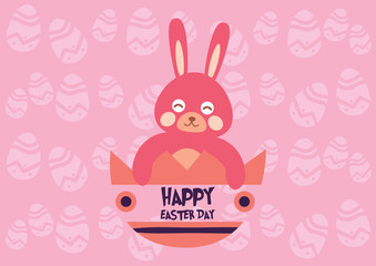 Happy Easter Day Pink Egg Patterns Style