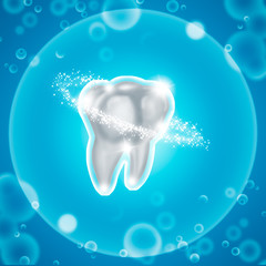 Illustration of a dental piece with total protection. Dental Health Concept