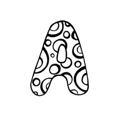 Outline letter A with circles