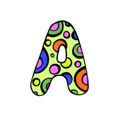  Yellow letter A with bright circles