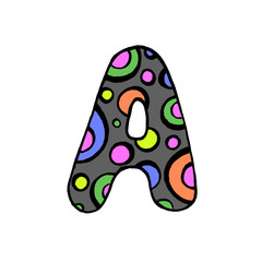  Gray letter A with bright circles