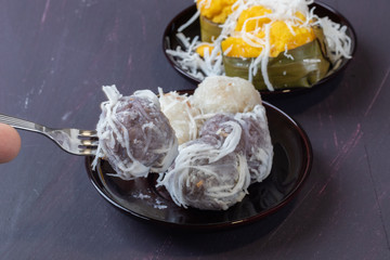 Coconut Dumpling with Pandanus Flavour and Toddy Palm Cake