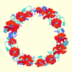 wreath of red flowers vector