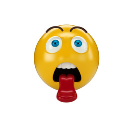 Obraz premium Yellow Yummy Emoji on white isolated background, 3d illustration