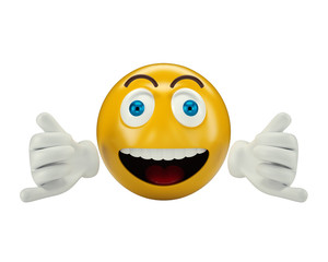 Yellow Thumb up Emoji on white isolated background, 3d illustration