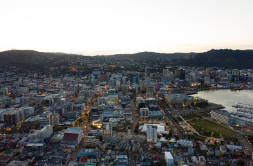 Fototapeta na wymiar Wellington City, New Zealand. Twilight view just after sunset