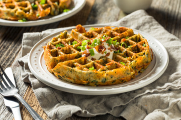 Homemade Savory Waffles with Bacon
