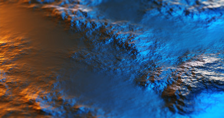 Abstract fractal landscape. wave and ripple background. 3D render