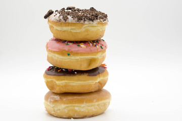 Assorted stack of delicious donuts