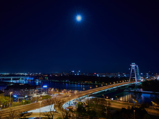 Fototapeta na wymiar Bratislava at night, Slovakia capital city