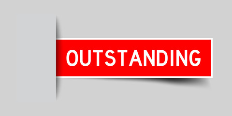 Square seal red color sticker in word outstanding insert on gray background