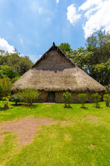 Bogota ancient rustic straw hut of the natives in a sunny day Colombia