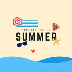 Summer Sale Template With Colorful Background