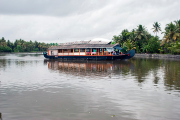 Alappuzha, Kerala, India, June 2018, Houseboat in backwaters 