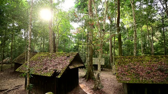 Military School Hut Village in Phu Hin Rong Kla National Park, Phitsanulok, Thailand.