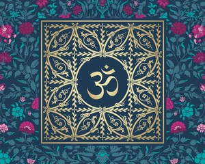 aum syllable, paisley design ,Hinduism, India	