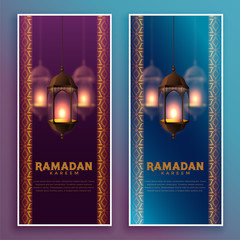 hanging islamic lamps ramadan kareem banner design