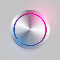 realistic 3d brushed metal circular button