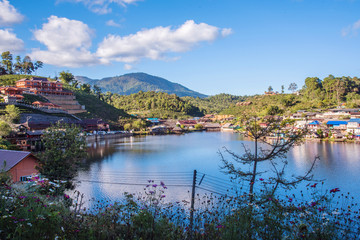 Fototapeta na wymiar Chinese on the mountain village at Ban Rak Thai village. Landscape photography with panorama, Nature tourism in rural villages.