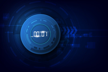 Abstract Futuristic Technology Background with Digital number timer concept and countdown, vector transparent