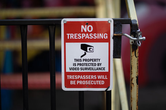 Warning Sign Text No Trespassing Video Surveillance Tresspassers Prosecuted