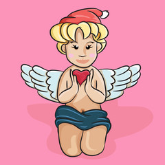 kid angel with love heart