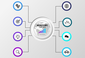 Vector Infographics Elements Template Design . Business Data Visualization Timeline with Marketing Icons most useful can be used for presentation, diagrams, annual reports, workflow layout
