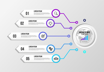 Vector Infographics Elements Template Design . Business Data Visualization Timeline with Marketing Icons most useful can be used for presentation, diagrams, annual reports, workflow layout